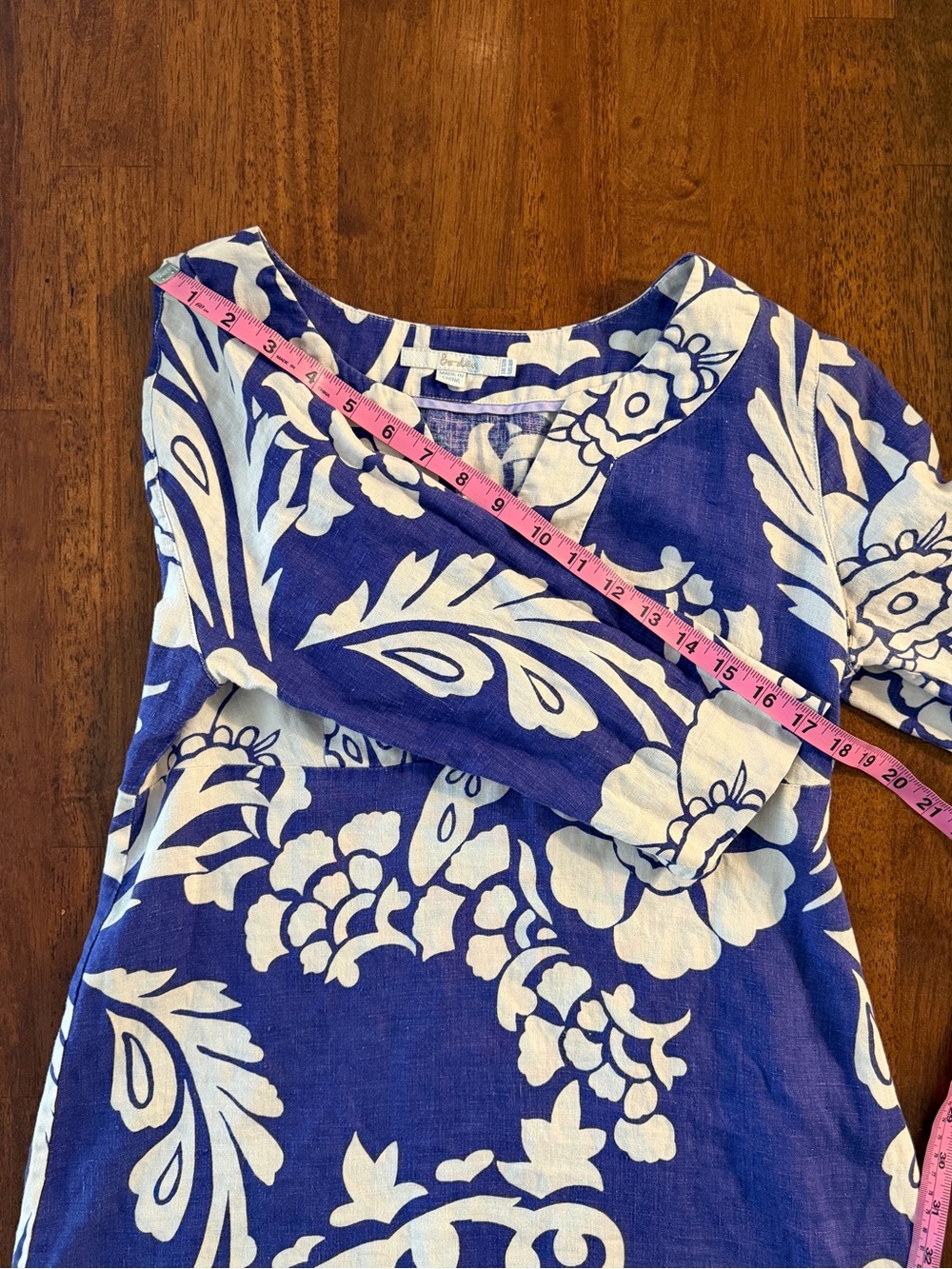 Boden Purple Floral Linen Tunic Mini Dress Cottagecore European Summer Style Siz - Picture 7 of 7